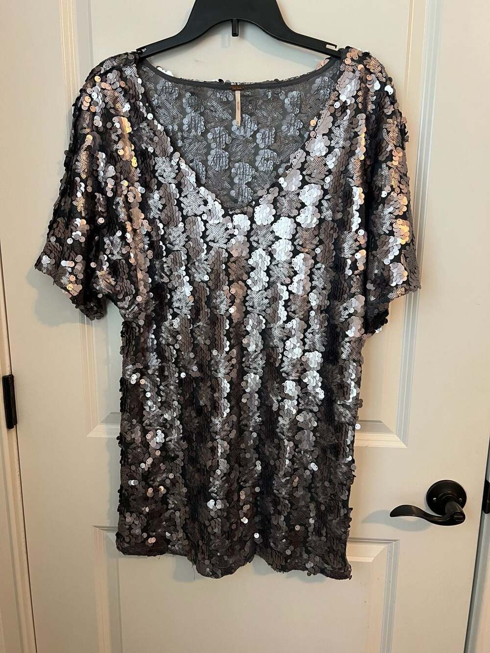 Free People Heather Grey Sequin Embellished T-shirt Dress Size XS